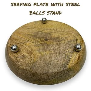 Classic Decorative Circular <b>Wood</b> Platter with Intricate Engraved <b>Border</b> Polished Natural Finish Showcase Artisan Craftsmanship - Product Image 4