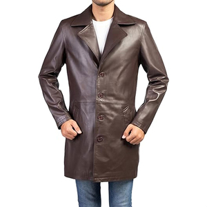 Manteau long en cuir pour homme de la meilleure qualité, vente en gros, respirant et coupe-vent, best-seller à prix avantageux, matériau de rembourrage personnalisé - Product Image 6