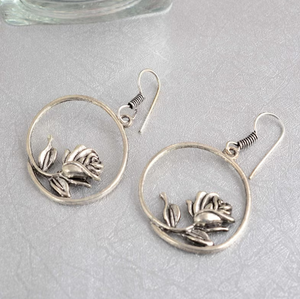 ต่างหูห้อยชุบเงินสเตอริงของผู้หญิง925ขายดีตุ้มหูดอกกุหลาบโบฮีเมียนน่ารักทำจากทองเหลืองสำหรับงานเลี้ยงงานแต่งงาน - Product Image 5