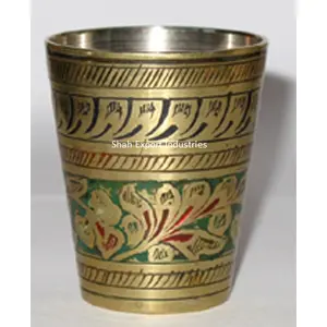 Vajilla de vidrio para beber agua y latón grabada a mano, vidrio de Metal con acabado dorado para Catering, para Hotel y restaurante a granel - Product Image 1