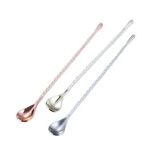 Set of 3 Portable & Disposable <b>Cocktail</b> <b>Stirrer</b> Spoons Steel Metal Drinks Mixing Barware for Party Use - Product Image 1