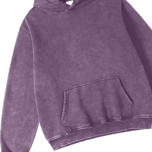 Sudadera con Capucha Extra Grande de Color Morado Lavado con Bolsillo Tipo Canguro, Ropa Casual de Calle para Hombre, Sudadera con Capucha de Forro Polar Cálido para Invierno - Product Image 5