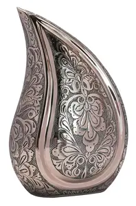 Altamente decoración lágrima plateado acabado hecho a mano grabado aluminio plata lágrima cremación urnas para cenizas - Product Image 3