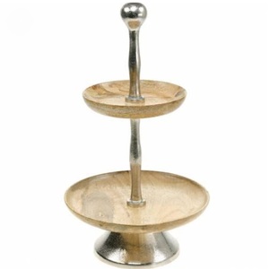 Platos de pastel de estilo único, recién llegados, diseño de taza, Soporte para servidor de pastel, moderno, rústico, de madera, soporte para pastel de 2 niveles - Product Image 1