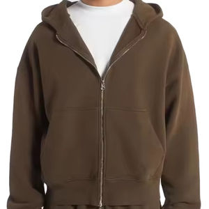 Sweat-shirts à fermeture éclair pour hommes, 100% coton tricoté, brodés, manches longues, écologiques, séchage rapide, service OEM personnalisé en gros, livraison - Product Image 3