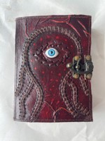 Journal en cuir véritable vintage avec papiers de bord de pont troisième oeil Grimoire Journal Antique Spell Wiccan Note Book Horror Special