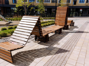 Contemporary Outdoor Wooden <b>Bench</b> With Integrated Planter Eco-Friendly Design - Product Image 3