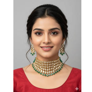 สร้อยคอช็อคเกอร์ทอง 14K ชุบแบบคลาสสิก Kundan Meena สำหรับผู้หญิง เหมาะสำหรับงานปาร์ตี้ - Product Image 1