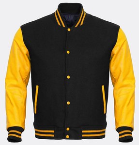 Vestes universitaires pour hommes de haute qualité avec manches en cuir, col montant, personnalisables par le fabricant, pour l'hiver - Product Image 1