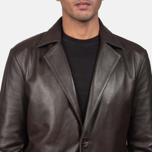 Blazer en cuir marron Daron, style mode, fermeture simple ou double boutonnage, motif imprimé, longueur longue, grande taille, tricoté - Product Image 6