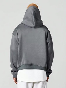 Sweat à capuche élégant 100% coton pour hommes avec cagoule à double capuche Zip Drop Shoulder Sweatshirt personnalisable pour l'hiver froid - Product Image 6