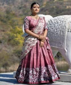 Prix de gros coton lourd feuille de soie impression Lehenga Choli beau vêtement ethnique Dupatta indien pakistanais tenue de réception - Product Image 6