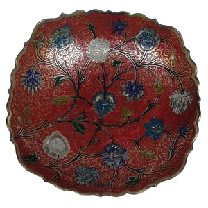Bol à fruits en laiton avec gravure de fleurs peinture blanche multicolore à l'intérieur et or à l'extérieur ustensiles de cuisine finis bol de haute qualité - Product Image 6