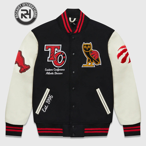 Veste universitaire en laine mélangée personnalisée, col montant, vente en gros, fabricant OEM, veste de haute qualité, broderie, patch en chenille - Product Image 1