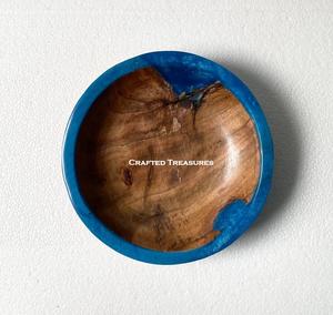 2025 Design Bol en résine en bois de qualité supérieure et aspect marbre Bol en résine fait main Bol en bois poli perlé avec résine époxy - Product Image 6