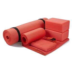 Set Yoga Fitness Rosso 7 Pezzi BalanceFrom Include Tappetino, Cinghia per Stretching, Ginocchiere e Accessori di Supporto - Product Image 1