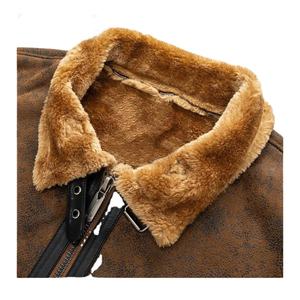 Chaqueta de Motociclista Personalizada para Hombre, de Piel de Oveja Marrón Oscuro, Forrada con Sherpa y Piel Sintética, Cálida para Invierno, Servicio OEM - Product Image 2