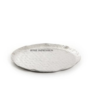 Plateau en métal artisanal décoratif avec pieds en nacre, design artistique élégant, intérieurs de mariage modernes, résistant à la chaleur - Product Image 5