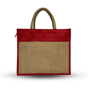 Bolsas de yute de estilo étnico promocional ecológico Premium, asas de cuerda con cierre de cremallera para eventos corporativos, Impresión de logotipo personalizado a granel - Product Image 3