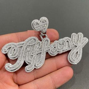 Iced Out Round Cut Moissanite Diamant Pendentif Hip Hop Style Charme Lettre Pendentif Cadeau De Mariage Pour Hommes En Argent Sterling 925 - Product Image 2