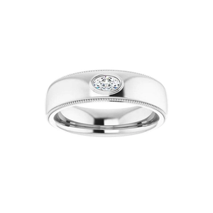 Unisex 1 Carat Oval Cut <b>Solitaire</b> Moissanite Wedding Band Stylish 1ct Moissanite <b>Ring</b> for Men and Women - Product Image 2
