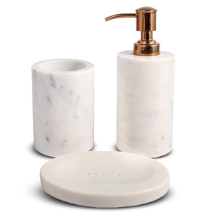 Juego de baño de mármol Línea de latón 2 piezas Cepillo de dientes Dispensador de champú Juego de baño para el hogar Hotel - Product Image 2