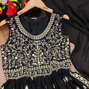 ชุดเดรสปาร์ตี้ปักลายสไตล์ปากีสถานชุดเดรส Sharara ชุดตัดเย็บแบบใหม่ - Product Image 4