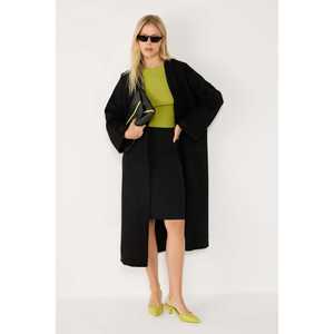 Black Glam Style Long Knit <b>Cardigan</b> Casual Crocheted Autumn Print and Solid Pattern Button Decoration Short <b>Length</b> - Product Image 4