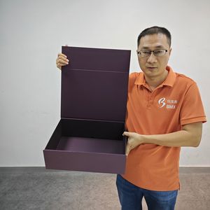 <span class=keywords><strong>Flip</strong></span> Flap Cover Natural Purple Texture Paper Luxury Feeling Boîte de fermeture magnétique réutilisable avec deux murs supplémentaires - Product Image 2