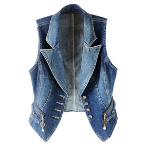 New Design Fashion Sleeveless <b>Jacket</b> Unisex <b>Men</b> Women Denim Cowboy Vest Ladies Denim Vest - Product Image 1