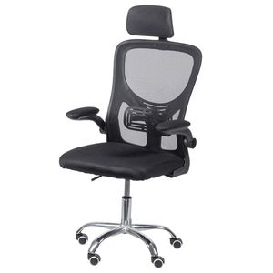 Sedia da Ufficio Girevole Nera con Altezza Regolabile e Ruote, in Rete, Pelle PU e Tessuto PP per Uso Scolastico e Ospedaliero - Product Image 1
