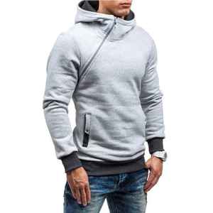 Sweats à capuche pour hommes de couleur unie 100% coton sweats à poche kangourou en relief techniques de bouffée longue teinte unie pour l'automne - Product Image 4
