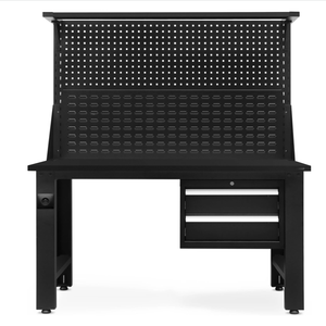 Établi en métal robuste sur mesure avec étagères en panneau perforé et tiroirs de garage de haute qualité - Product Image 1