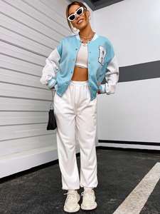 Women High Quality Custom Letterman Varsity <b>Jackets</b> Women Long Sleeves Casual Baseball <b>Jacket</b> Drop Shoulder - Product Image 5