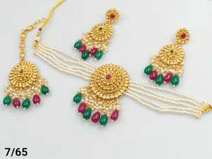 Motipearl redondo indio tradicional y joyería de moda conjunto gota chapado en oro con pendiente Maagtika Combo collar conjunto mujeres - Product Image 3