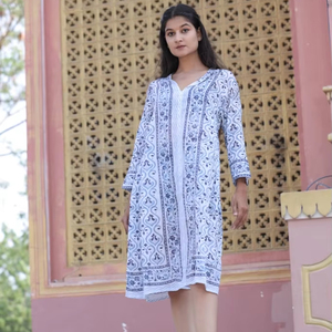 ชุดเดรสผ้าฝ้ายพิมพ์ลายดอกไม้สไตล์อินเดียชุดเดรสปาร์ตี้สำหรับผู้หญิงสไตล์โบฮีเมียนชุดของขวัญเจ้าสาวส่วนตัว - Product Image 1