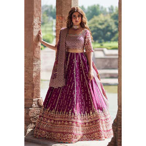 Conjunto de Lehenga Choli de Seda Qalamkar Shadmani Luxury Formal TC-1615 ALYA-SH-04, Estilo de Vestido Pakistaní, Ropa India Suave con Salwar - Product Image 1