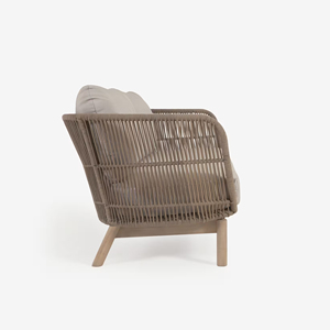 เฟอร์นิเจอร์สวนลานโซฟากลางแจ้งวัสดุสองที่นั่งทำจากไม้สักและกรอบโลหะมาพร้อมกับเชือกและเบาะ-ซาบะ - Product Image 3