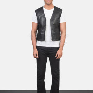 Best Quality Custom <b>Men's</b> Durable Winter Leather <b>Vest</b> Hot Selling Design with Polyester Canvas Fabric for Outdoor Use Waistcoat - Product Image 4
