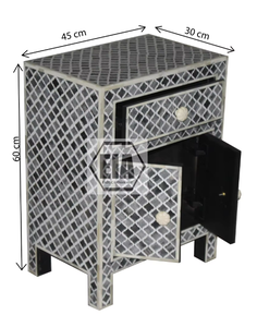 Consola de incrustaciones de hueso hecha a mano, relleno de resina azul cielo, patrón Floral, chipset de hueso, pastas para sala de estar, dormitorio, mesita de noche - Product Image 2