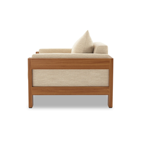 Fauteuil de salon de luxe en bois massif avec coussins amovibles, mobilier de patio résistant aux intempéries pour complexe hôtelier, hôtel et bord de piscine