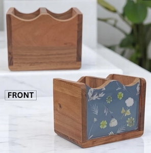 Porte-couverts en bois de manguier fleuri bleu fabriqué à la main en sheesham et bois de manguier porte-ustensiles en bois Caddy porte-couverts de comptoir - Product Image 6