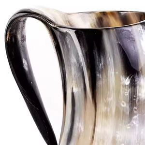 Tazas de cerveza de cuerno vikingo de cerámica premium de la mejor calidad, artesanía de ágata Natural, diseño de media luna vikinga Natural - Product Image 2