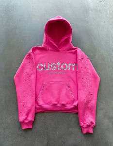 Sudaderas con Pedrería, Sudaderas Extra Grandes de Algodón Estilo Y2K, Sudaderas Gruesas con Estampado de Letras Personalizado, Sudaderas con Capucha Cuadradas para Unisex - Product Image 1