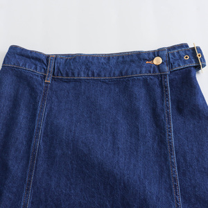 กระโปรงผ้ายีนส์มีเข็มขัดสำหรับผู้หญิงกระโปรงทรงเอแบบลำลอง - Product Image 4
