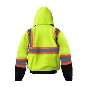Chaqueta reflectante de alta visibilidad, sudaderas con capucha de retazos a rayas de invierno, ropa de trabajo de dos tonos de alta visibilidad, máxima comodidad de seguridad - Product Image 2