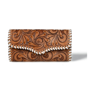 กระเป๋าคลัทช์หนังแท้สำหรับผู้หญิงทำมือแกะสลักอย่างประณีตโซ่เครื่องประดับแฟชั่นกันน้ำ - Product Image 5