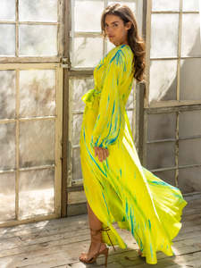 Nuevo Vestido Largo Informal de Verano para Mujer, Estilo Gótico, Tie-Dye, Modal, de Alta Calidad, con Lazos Naturales - Product Image 2