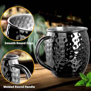 Venta al por Mayor de Tazas Moscow Mule de Acero Inoxidable de 450 ml, Tazas con Recubrimiento Negro para Bebidas Frías, Café, Vino, Cócteles, Regalo de Boda - Product Image 6