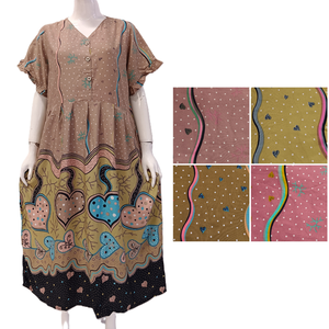 เดรสยาวคลุมเข่าลำลองน่ารักสุดๆมีแขนระบาย & ตกแต่งกระดุม - Product Image 1